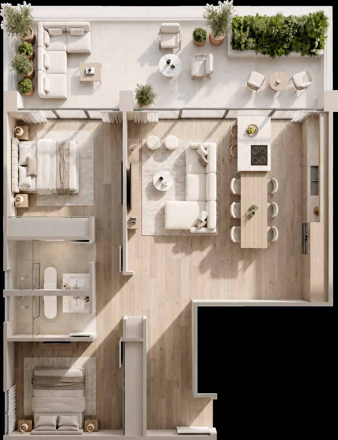 Modelo A: planta amoblada