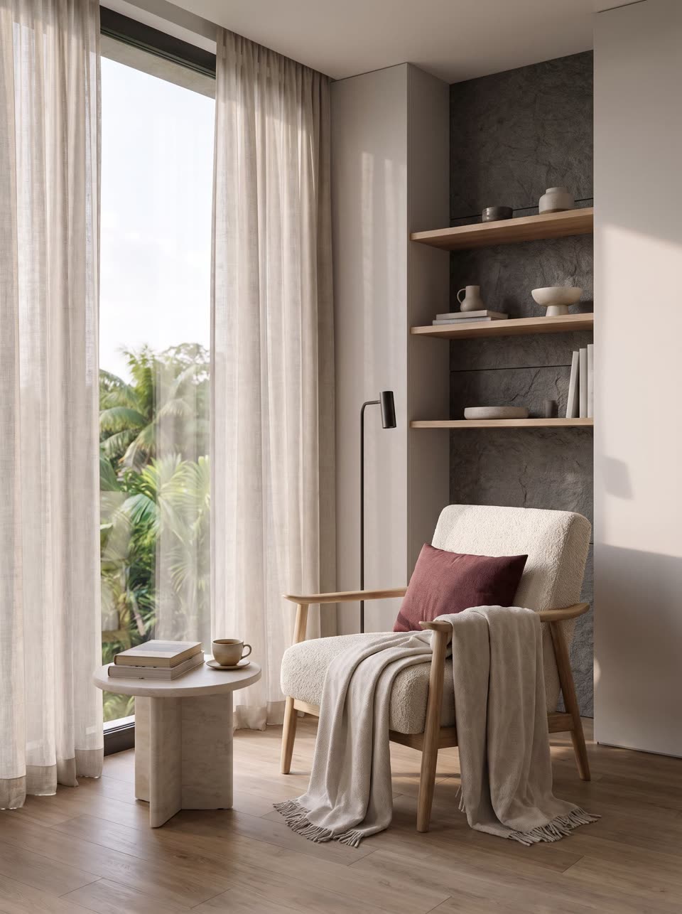 Rincón de lectura junto a la ventana