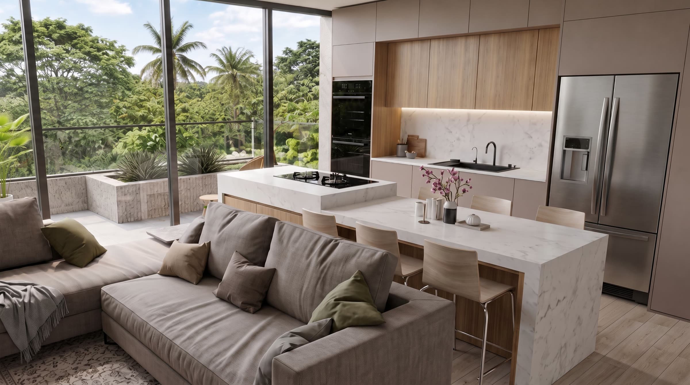 Sala y cocina del Modelo A
